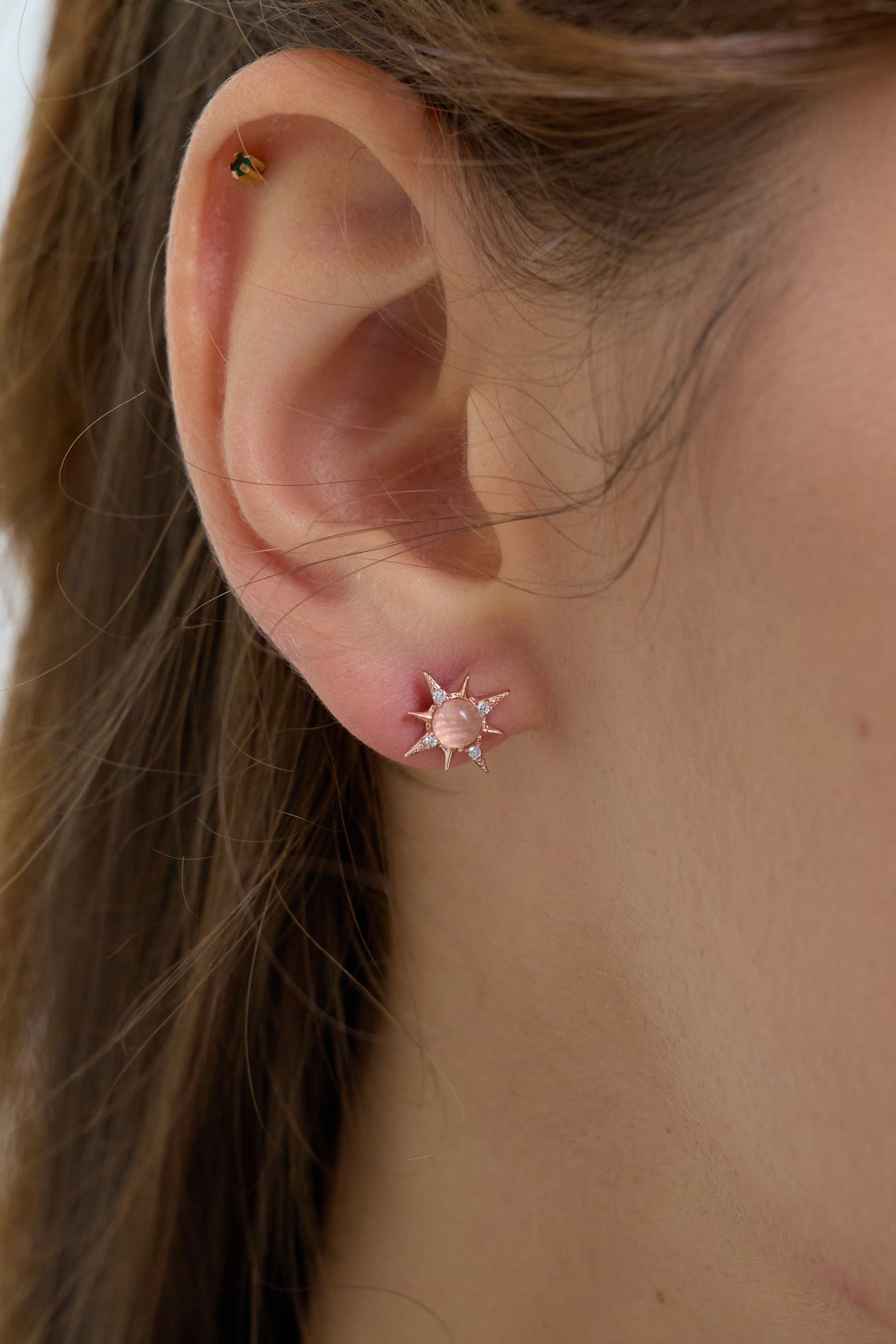 Near the stars Earrings - Rose Quartz