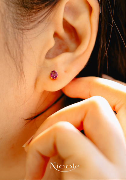 Rhodolite Garnet stud Earrings