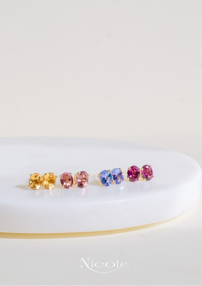 Rhodolite Garnet stud Earrings