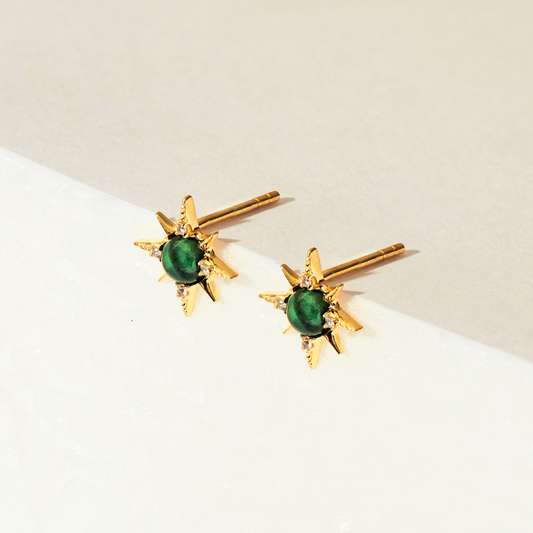 Near the stars Earrings - Malachite